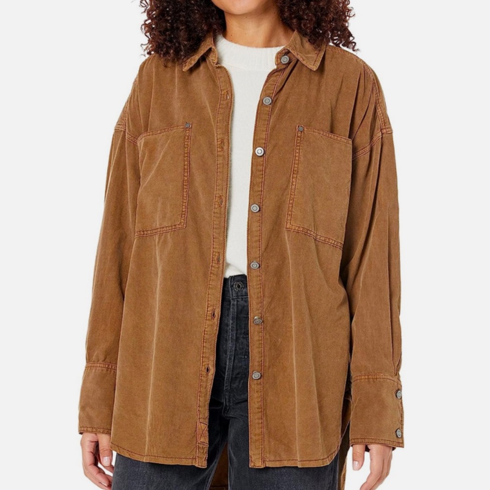 SZ S Free People baby cord button down - oversized